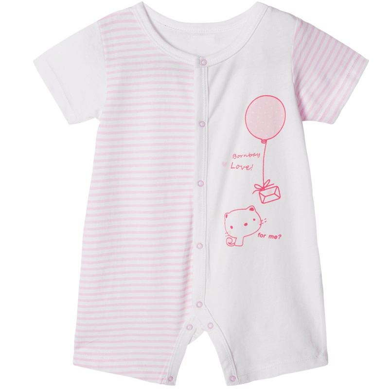 贝贝怡男女宝宝前开连体衣婴幼儿纯棉薄款短袖哈衣爬服192L231