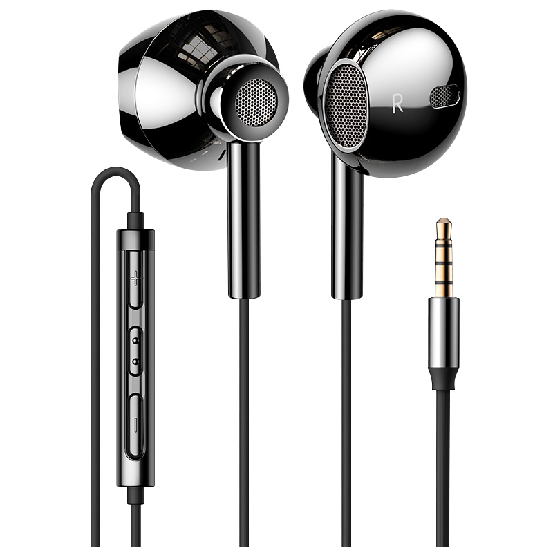 图拉斯四核耳机入耳式原装高音质带麦线重低音降噪舒适无痛 普通版 黑色