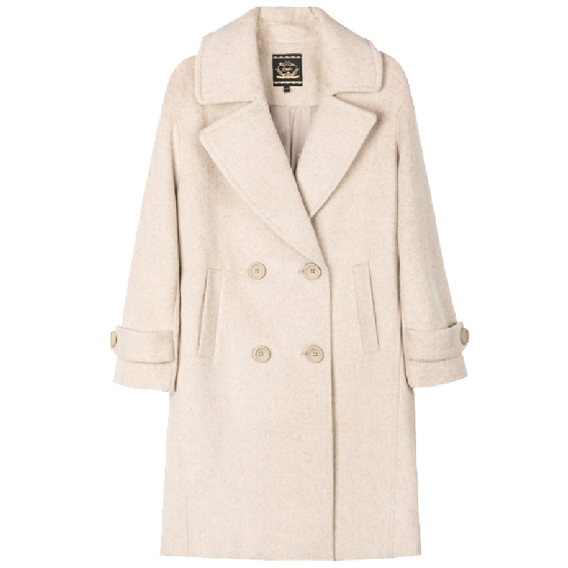 秋冬纯色翻领口袋长袖通勤简约时尚优雅女式外套大衣30084397