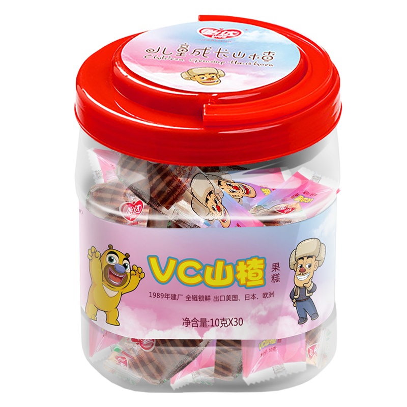 怡达熊出没桶装VC山楂棒棒糖10g*30支 果脯蜜饯宝宝儿童零食 山楂棒棒卷