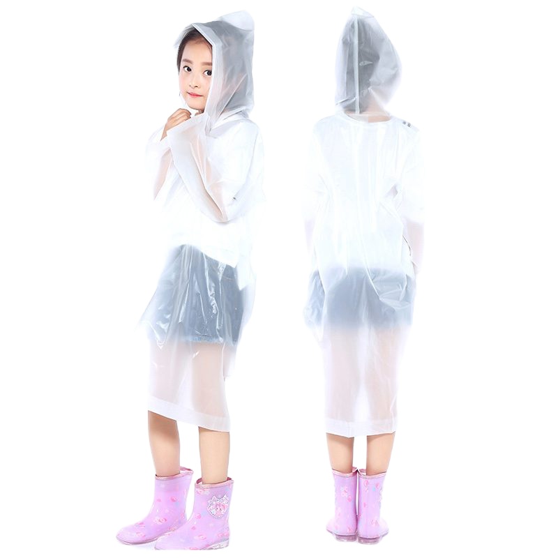 买2送1 儿童雨衣带书包位小学生雨披小孩幼儿园宝宝雨衣男童女童 白色 [背包款 斗蓬小码110--150