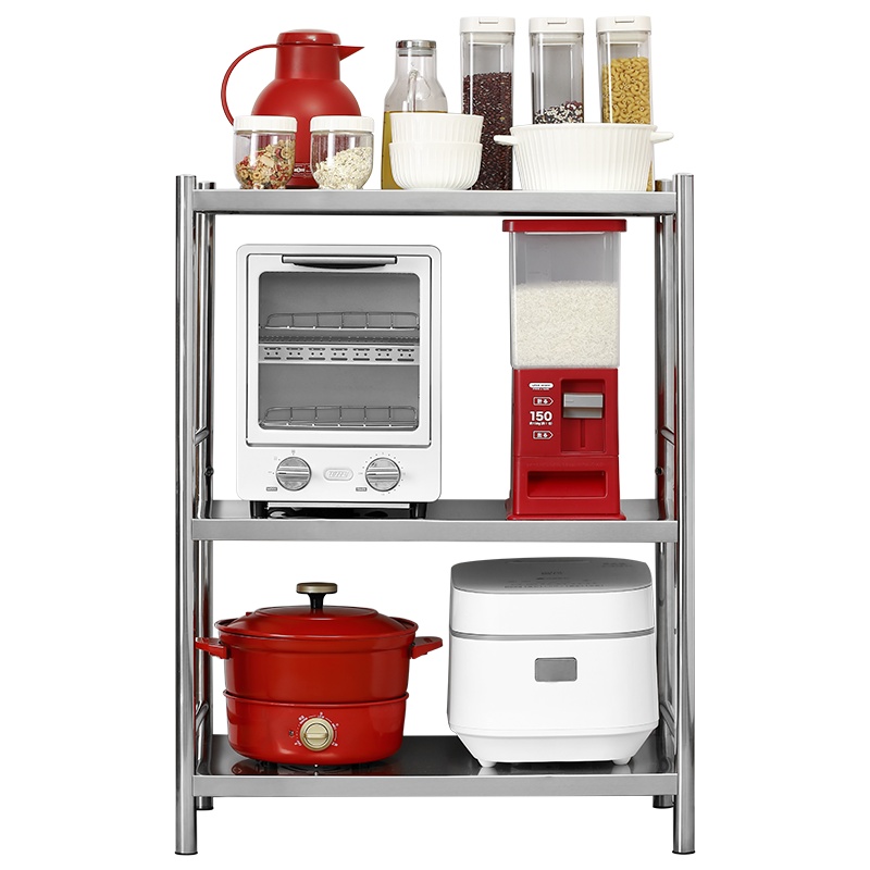 炊大皇(COOKER KING)厨房三层置物架 磐石不锈钢多层微波炉架落地架 厨房用品储物架收纳架L1901
