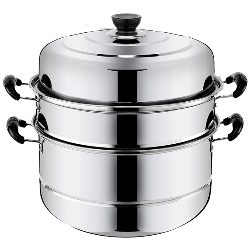 不锈钢蒸锅三层多1层加厚汤锅具蒸格蒸笼馒头3层二2层电磁炉家用 26cm三层加厚