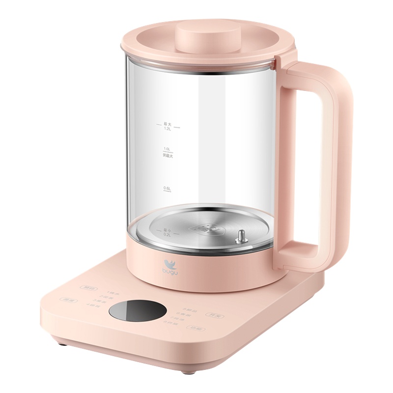 布谷(BUGU)养生壶 电水壶烧水壶煮茶器煮茶壶电热水壶 迷你玻璃花茶壶黑茶热牛奶BG-KP8 1.2L