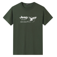 JEEP SPIRIT吉普男士纯棉微弹短袖T恤夏装宽松半袖体恤男装字母潮款套头衫