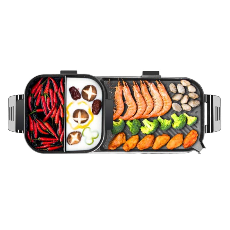 尚烤佳 电烤炉烤肉锅电烧烤炉涮烤一体锅 分离式鸳鸯方锅1702E