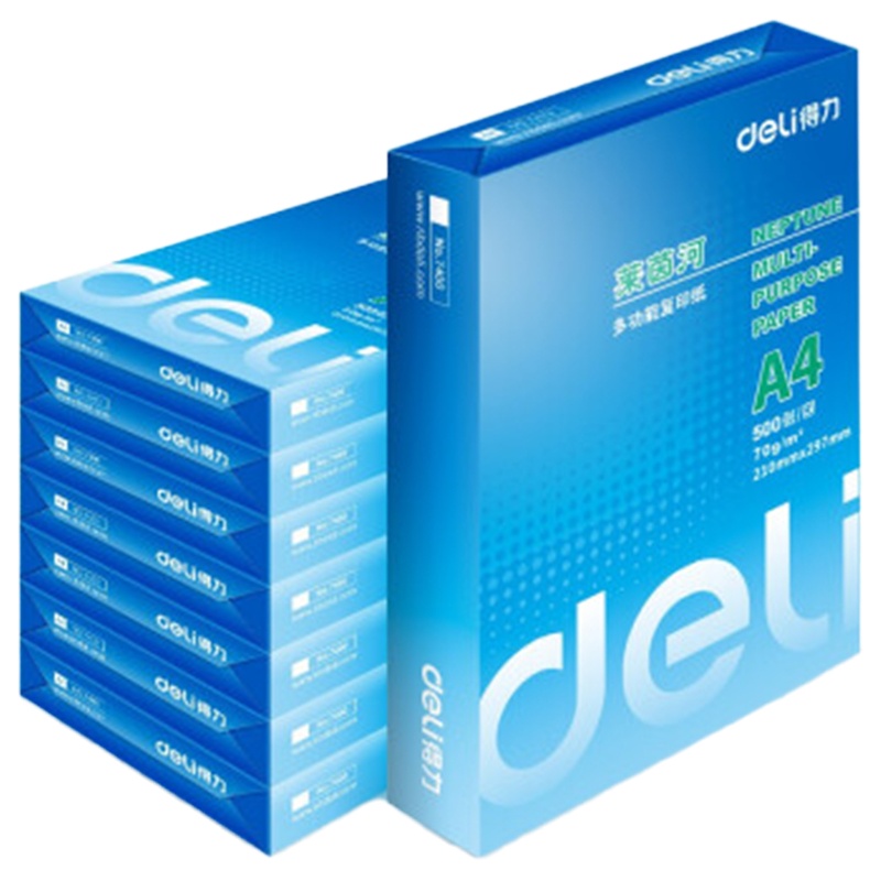 得力（deli）莱茵河 70g A4 复印纸 中高档打印纸 500张/包 8包1箱