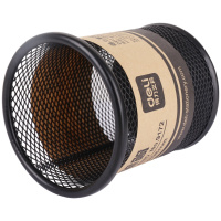 得力（DeLi）DY 9172 金属网纹办公笔筒 黑色 单只装