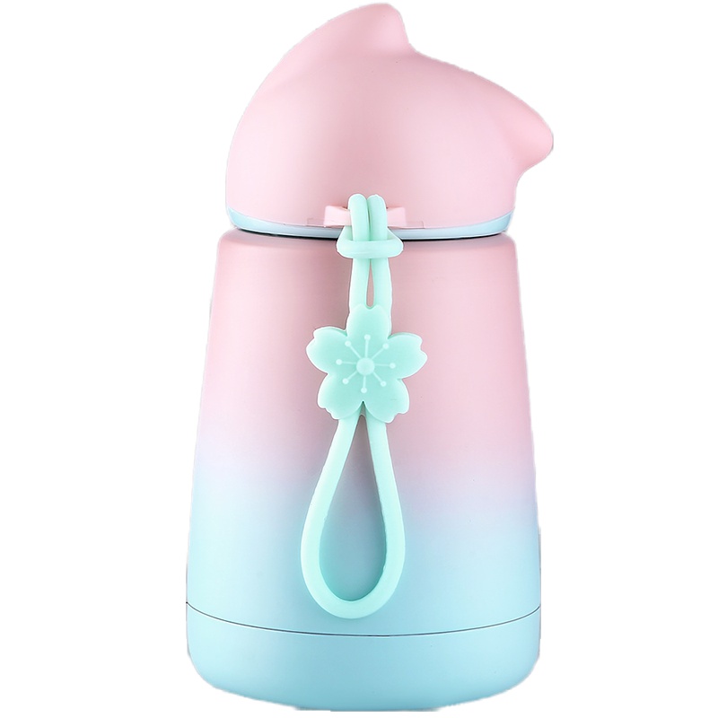 可爱保温杯女学生小巧好看的韩版水杯外出小清新少女心复古杯子瓶 封后 粉色(带杯套)