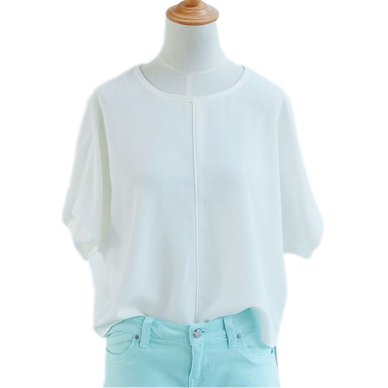 【福利款】拉夏贝尔ulifestyle短袖女纯色宽松遮肉拉链雪纺衬衫女夏81122305