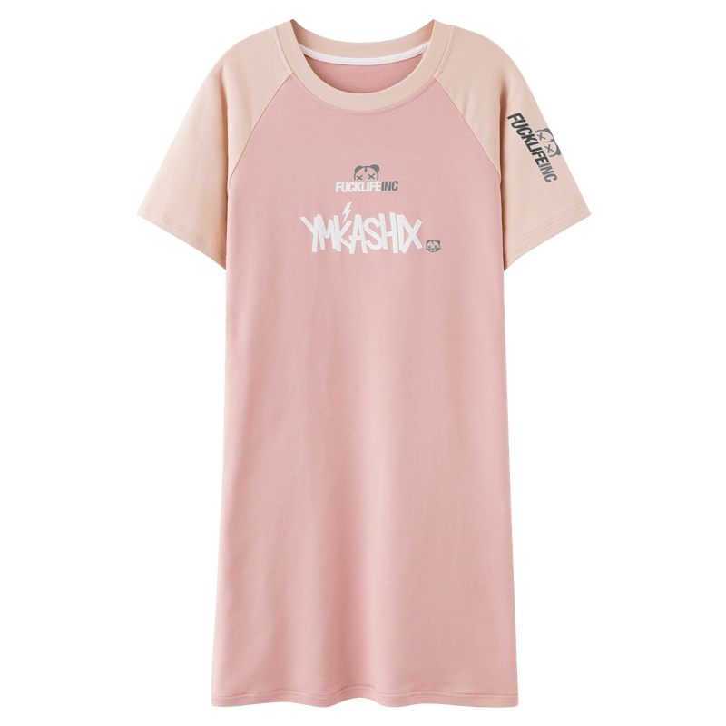 浪莎全棉睡裙女夏季纯棉睡裙短袖长款过膝宽松大码女士睡衣家居服