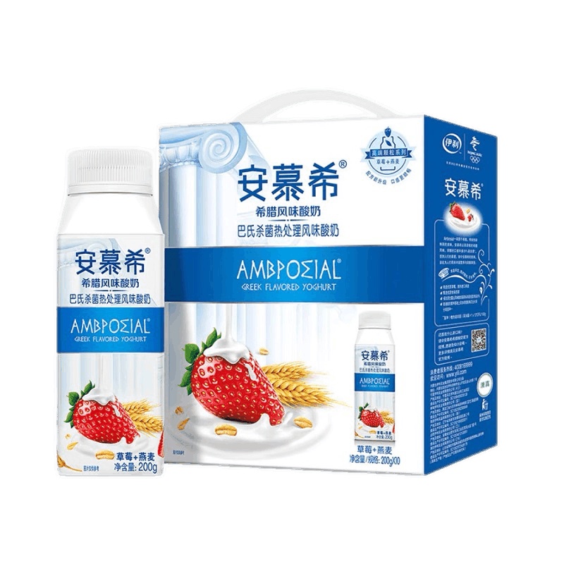 伊利 安慕希 高端草莓燕麦风味酸奶原味 200g*10瓶/箱