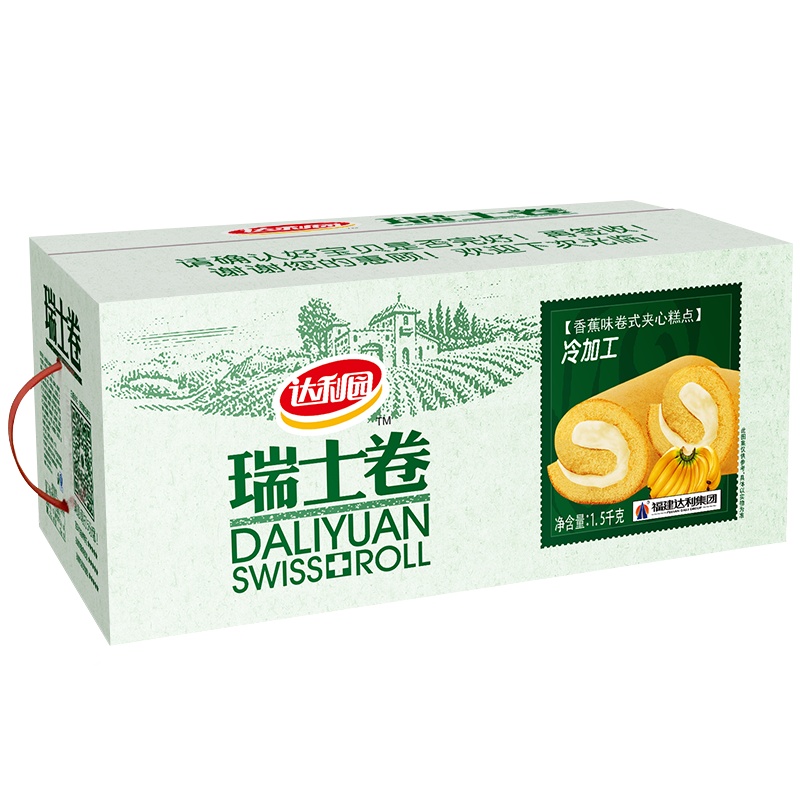 达利园 瑞士卷香蕉味 休闲零食早餐面包蛋糕点心 1.5kg
