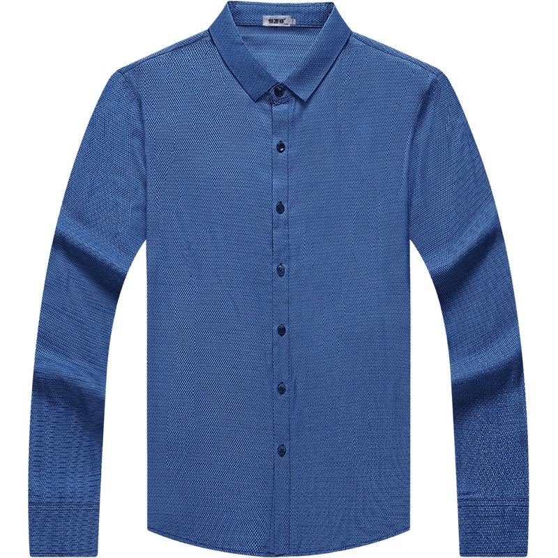 恒源祥长袖衬衫男春季新款商务休闲中老年男士印花长袖衬衣男