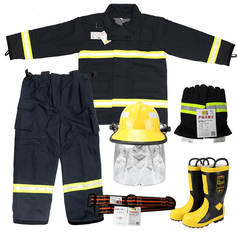 东安 3C认证消防服套14款消防员防护战斗服XXL号身高185消防头盔消防手套消防腰带消防靴40码消防服五件套