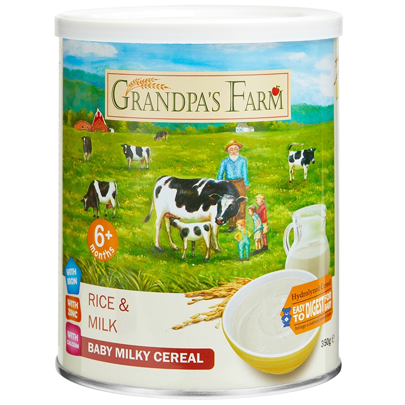 爷爷的农场 婴幼儿宝宝米粉大米奶米粉辅食米糊 安睡米粉戒夜奶神器 350g/罐