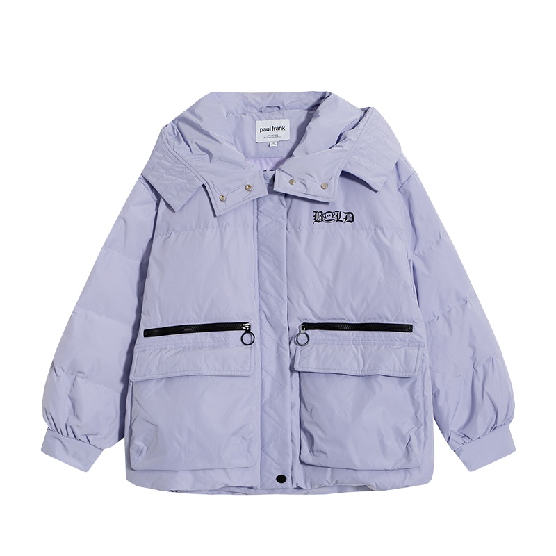 Paul Frank/大嘴猴秋冬羽绒服女新款韩版连帽潮宽松甜美大衣X
