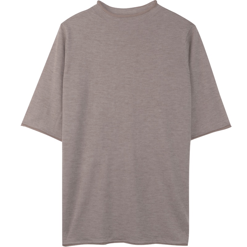 金菊秋冬新款毛衣圆领短袖纯色百搭羊毛衫女