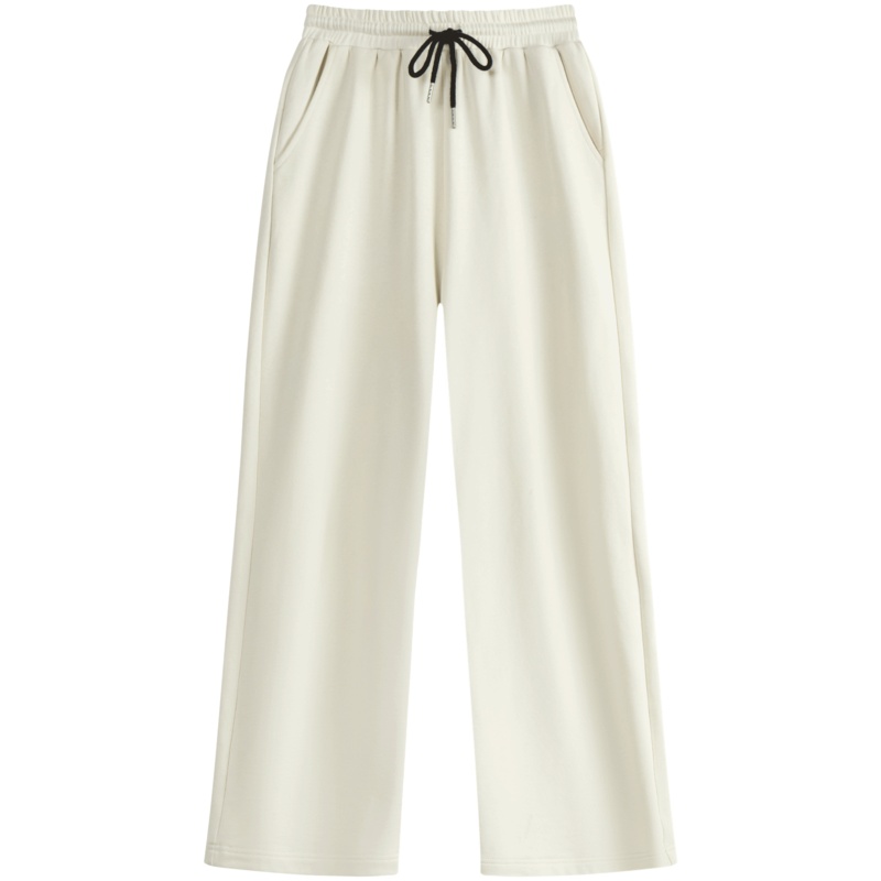OtherMix白色阔腿裤女2021春季新款高腰垂感运动抽绳休闲裤子初春