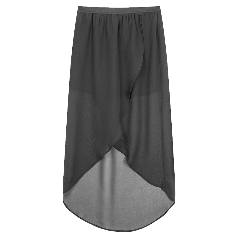 【专柜同款】拉夏贝尔夏季新款时尚雪纺裙半身裙长裙中长款包裙前开叉直筒包臀裙一步裙30082683 黑色 S