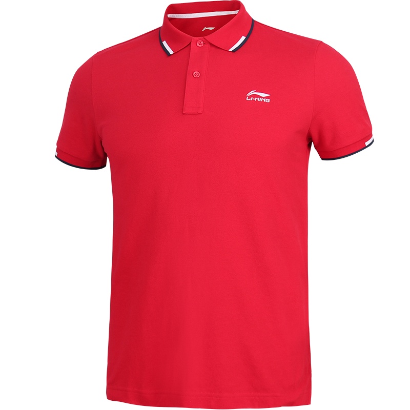 李宁男半截袖运动服翻领休闲t恤POLO衫