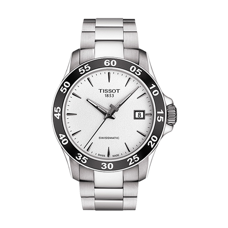 天梭(TISSOT)瑞士手表 怀旧通勤雅致背透日期显示 V8系列钢带男士机械表T106.407.11.031.00 礼物