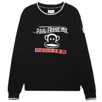 大嘴猴春秋季新款卫衣男韩版潮流印花圆领休闲上衣 M 黑色