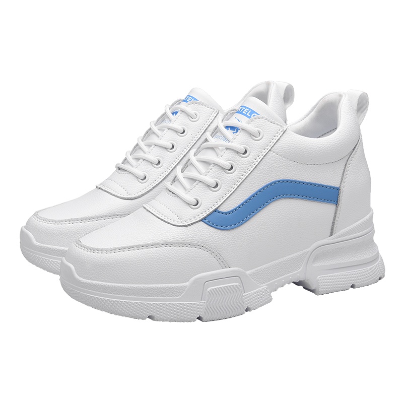 卡帝乐鳄鱼（CARTELO) 时尚皮面女鞋韩版百搭内增高小白鞋防水运动休闲鞋百搭老爹鞋子