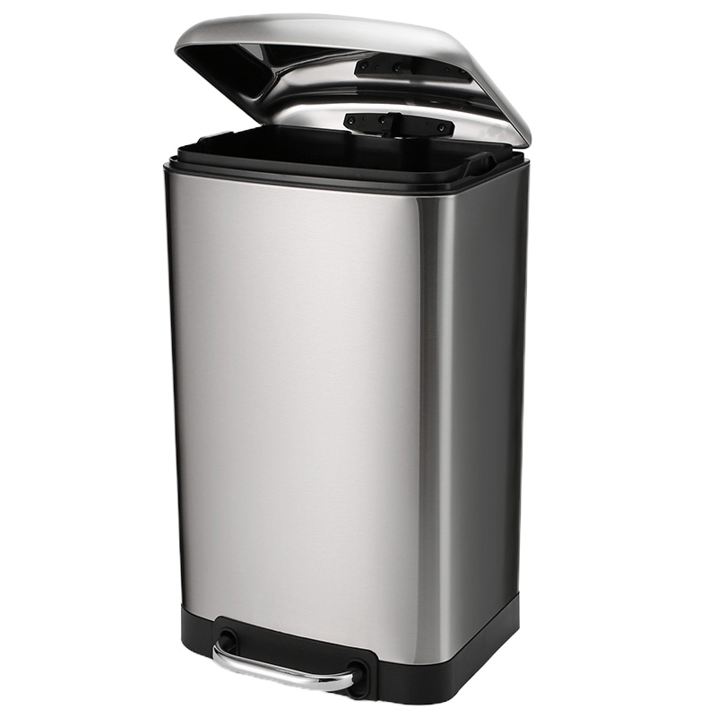 科力邦(Kelibang)不锈钢垃圾桶 大号带盖分类垃圾桶脚踏式静音户外环保可回收垃圾箱 30L KB1084 本色