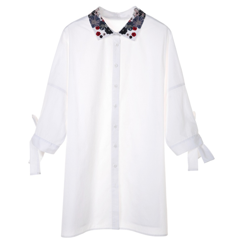 裂帛翻领刺绣衬衫夏装新款文艺chic设计感小众韩版宽松衬衣