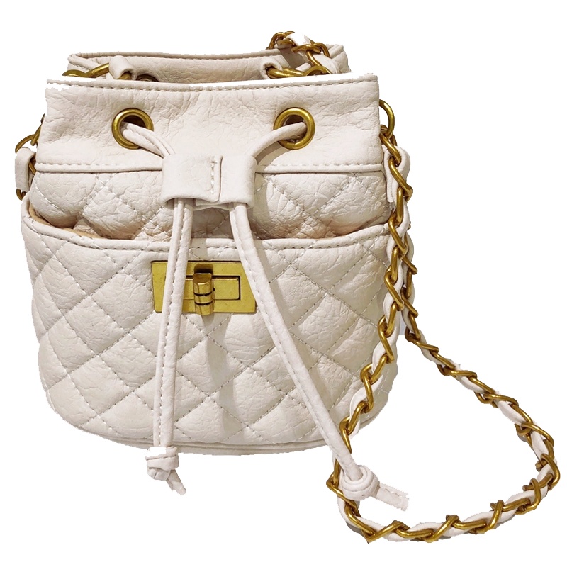 ITSK女包2020新款女包斜挎小包单肩百搭时尚迷你水桶包小香风菱格链条包包