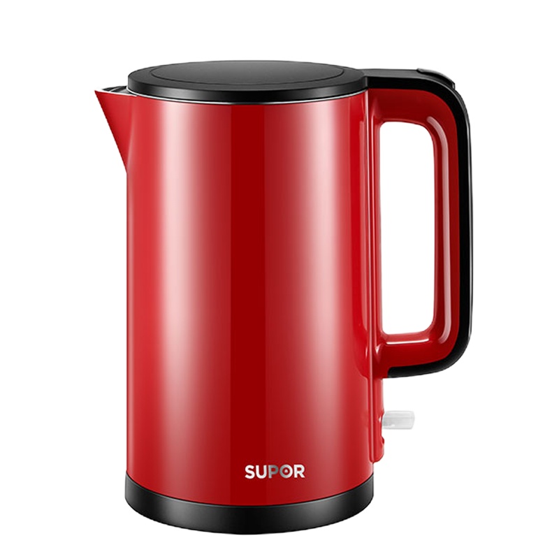苏泊尔电水壶SW-15S01FX红色1.5升双层防烫新款电热水壶