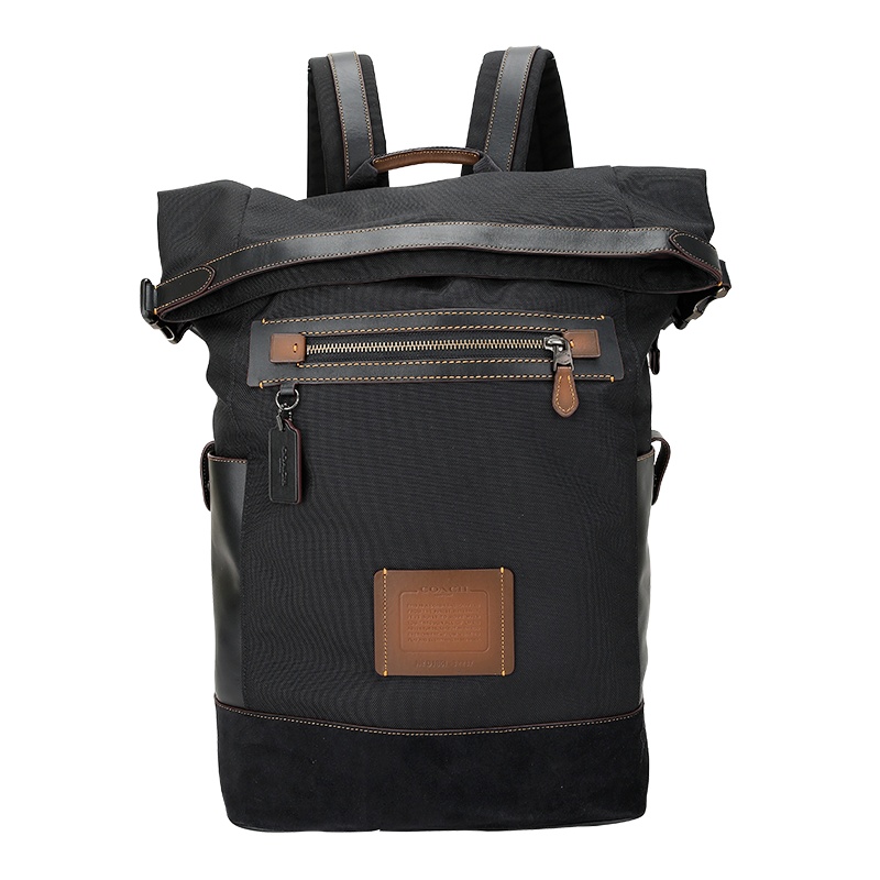 COACH 蔻驰 奢侈品 男士专柜款黑色帆布配皮双肩包 32237 JIBLK