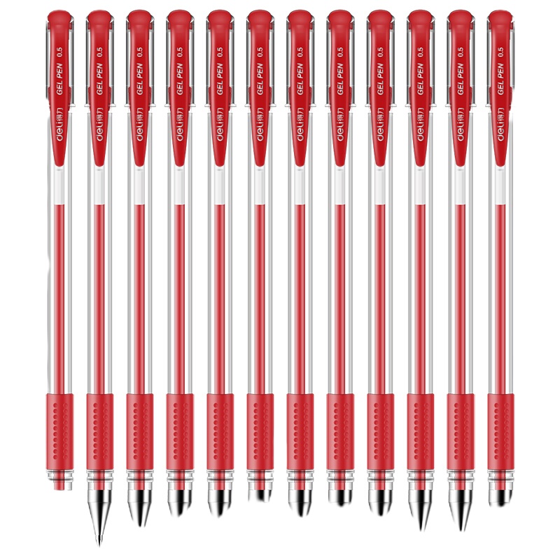 得力(deli) 6600ES 红色 0.5mm中性笔水笔 子弹头签字笔 大包装 GD