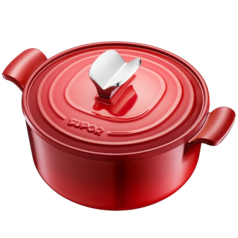 苏泊尔 珐琅铸铁锅经典圆形炖锅 樱桃红-内白色 FLT22A1 型号