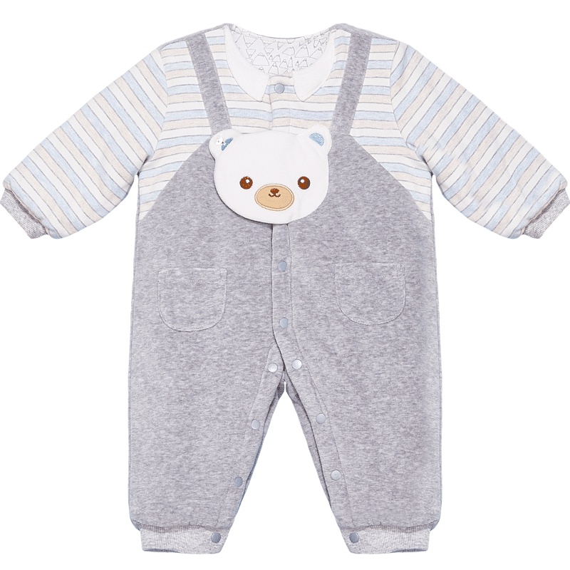 婴姿坊2018冬季新款婴儿连体爬服男女宝宝夹棉加厚韩版保暖连体衣外出服