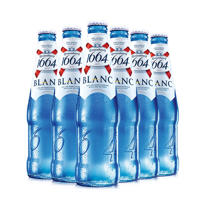 Kronenbourg1664法国凯旋克伦堡啤酒11.4度法式白啤酒柑橘味果酒低度微醺女士酒国产330ml*6瓶装