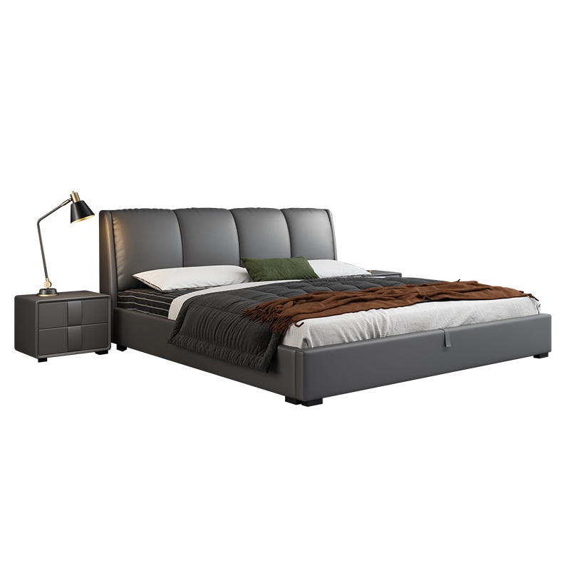 德致现代简约真皮床主卧1.5米储物床1.8米大气婚床意式轻奢床