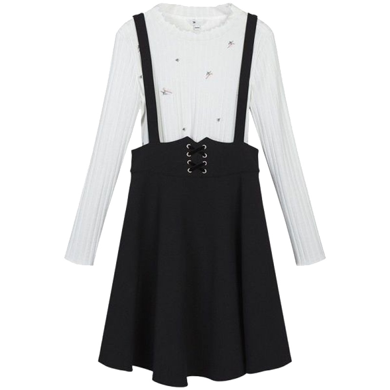 7M莫丽菲尔新款时尚背带裙子两件套OL职业气质长袖套装女70009421