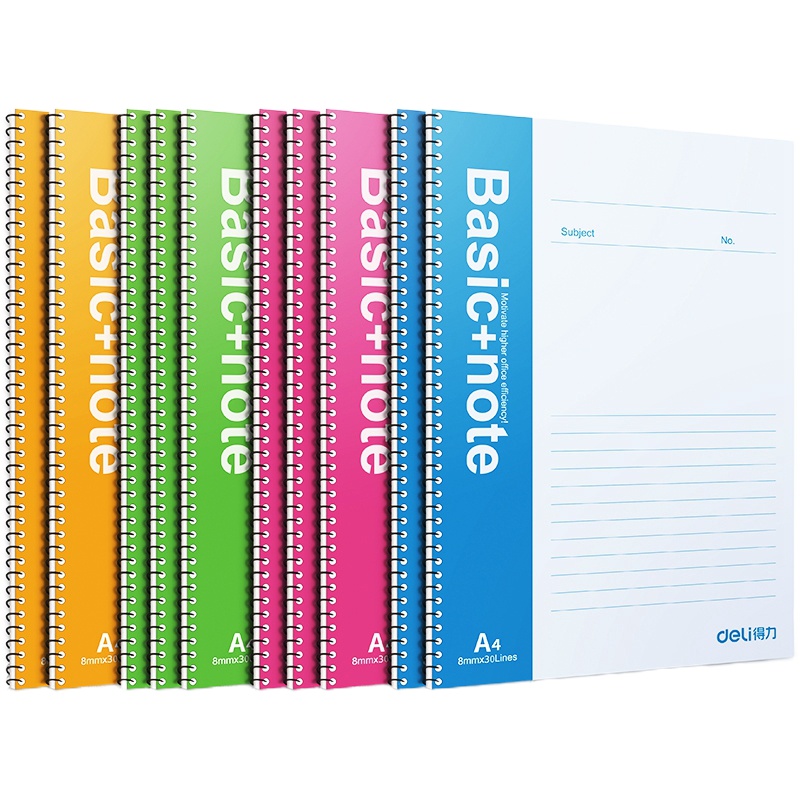 得力(deli)7688 螺旋本线圈本 A4活页记事本 60页笔记本文具 A4 10本 7688