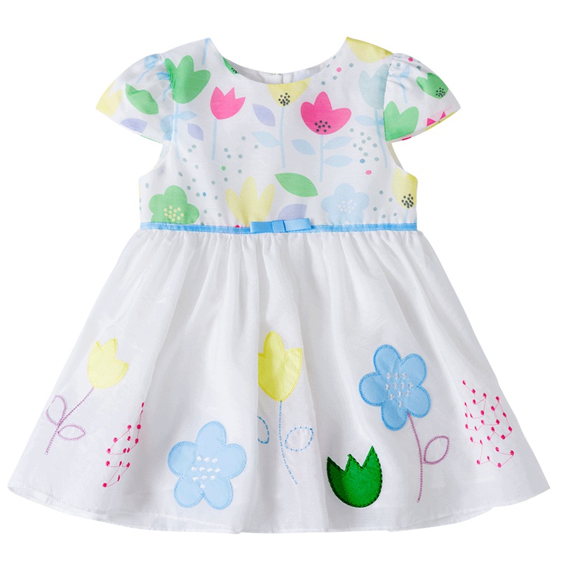 贝贝怡女童连衣裙夏装宝宝甜美可爱洋气高腰公主裙182Q119