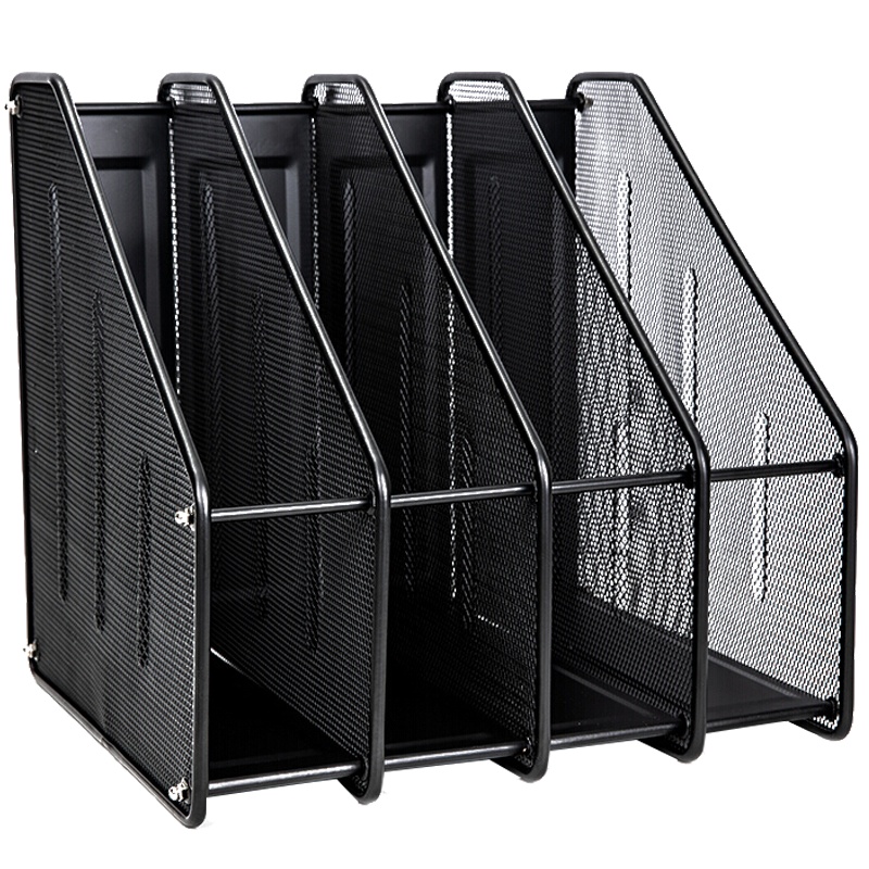 得力(deli)78994四联金属文件框 镂空铁网文件栏文件架 桌面资料框文件座杂志盒书框