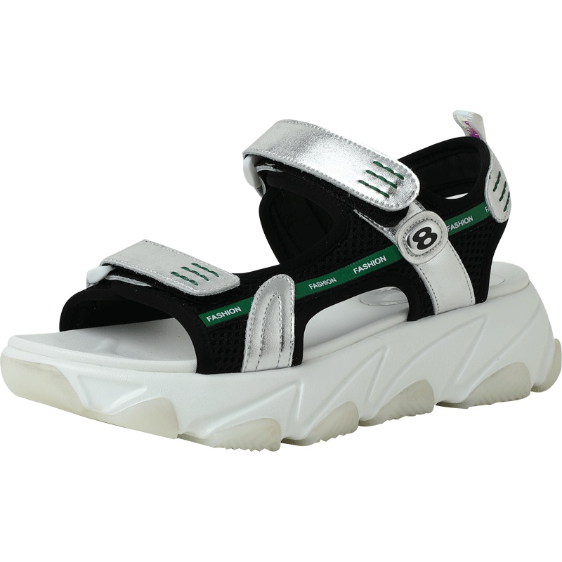 百田森凉鞋女新款百搭厚底松糕底魔术贴防滑夏季女鞋沙滩鞋_1