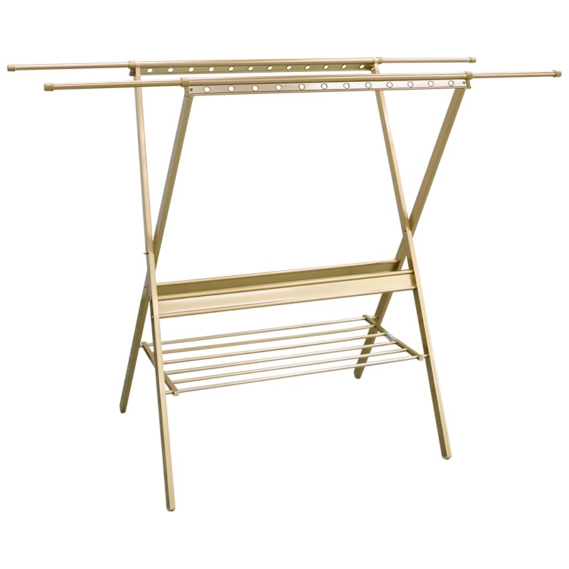 盼盼阳台晾衣架 双杆落地晒衣服架室外晾衣杆可折叠晾衣架