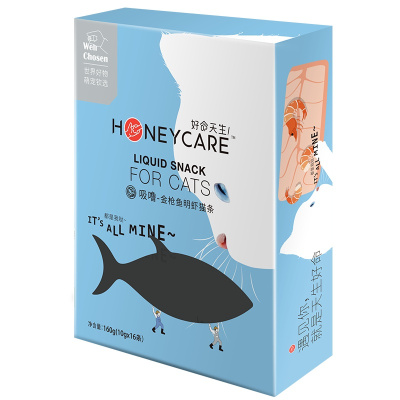 好命天生（Honeycare）猫零食 金枪鱼明虾猫条160g(10g*16) 宠物猫挑嘴湿粮流质成年幼猫肉条布丁