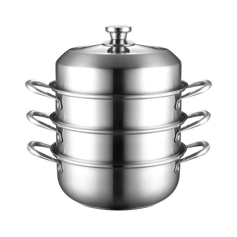 BRK Germany德国厨具施派尔多功能四层蒸锅汤锅28cm大容量加高三层复底不锈钢蒸屉蒸格组合炊具烹饪锅具电磁炉燃气