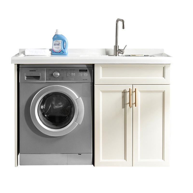 帝宏 送安装阳台防水防晒 通用靠墙式洗衣机柜 洗衣柜阳台柜子组合洗衣机伴侣 浴室柜卫浴洗衣台带搓板