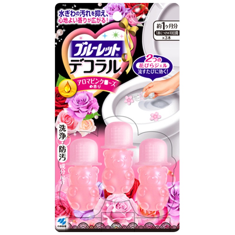 [芳香持久 造型可爱]小林制药马桶开花洁厕凝胶洁厕剂 玫瑰香22.5g 7.5g*3