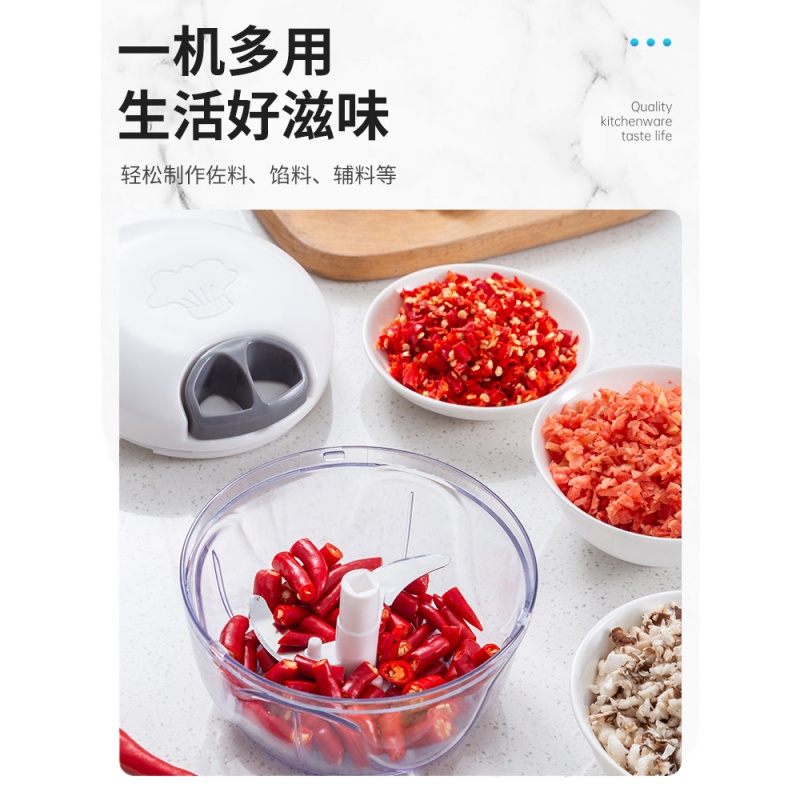 拉蒜蒜泥捣蒜泥压蒜搅蒜器大蒜蒜蓉蒜头姜末手动搅碎机打切蒜 敬平 新款拉绳切菜器(500ml)研磨碗(碎物器)