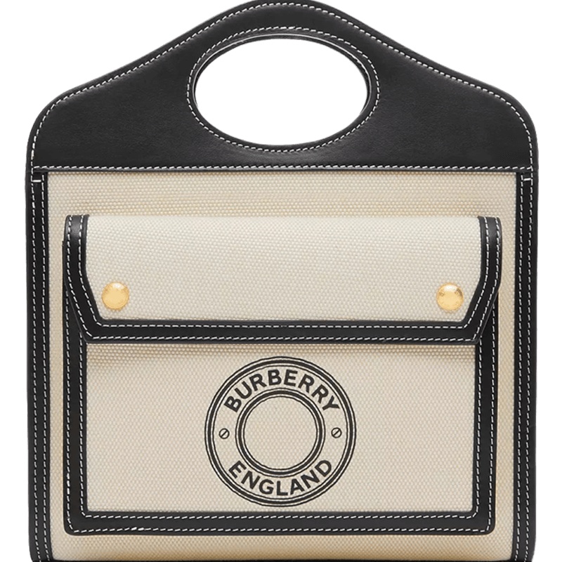 【预售4周左右发货】BURBERRY/博柏利 迷你徽标图案帆布拼皮革口袋包